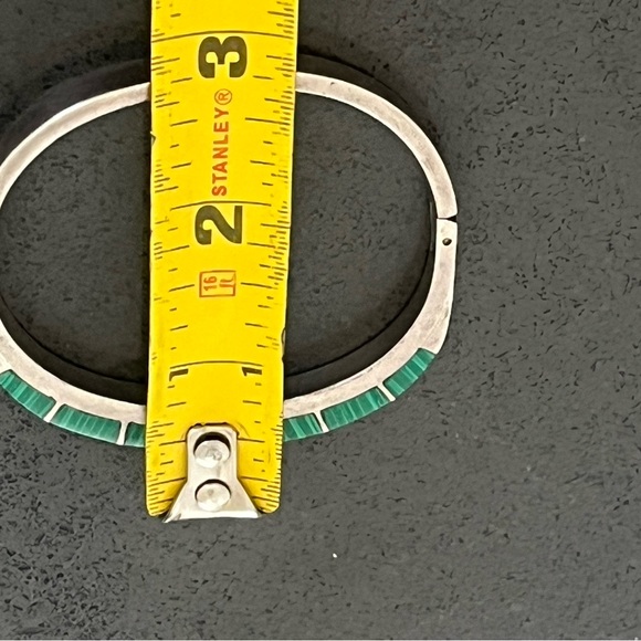 Vintage Malachite 925 Mexico Silver Bracelet - Picture 4 of 16